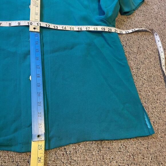 Fridaze Top Womens L 100% Linen Green Collared Button Up Shirt Jacket Lagenlook - Picture 2 of 10